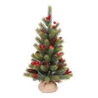 artplants Deko Tannenbaum Hanka, Zapfen, FrüChte, Jutesack, 45Cm, Ø25Cm