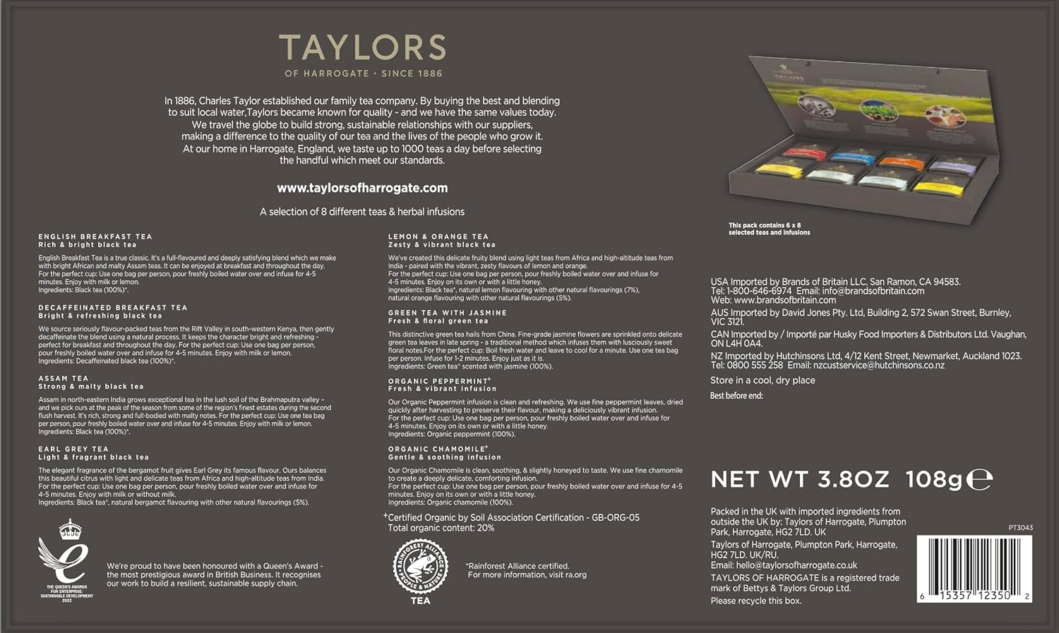 Savor Taylors 48 Count Specialty Tea Assortment - Carbon Neutral & Ethical