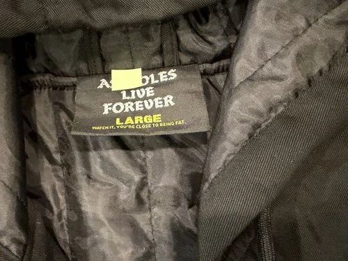 A****** Live Forever Jacket Mens Large Black Quilted Hoodie Embroidered Full Zip image 4