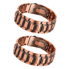 2pcs 3800 Gauss with Fold-Over Clasp Strength Copper Magnetic Bracelets for Men