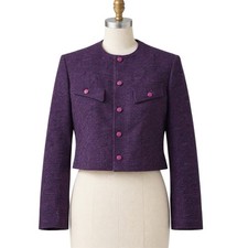 Vintage Miss Pendleton Purple Tweed Flecked 100 Virgin Wool Blazer Size 12 USA