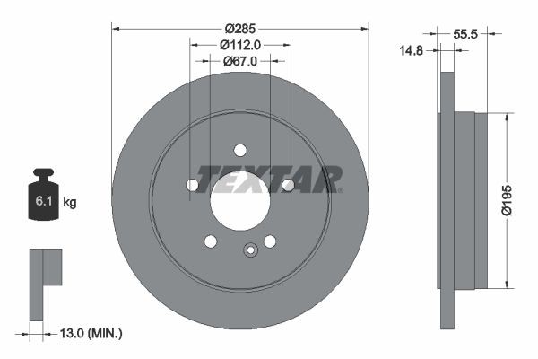 2X Textar Bremsscheibe 92090003 FüR MERCEDES-BENZ-image