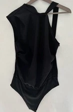 Shein Black Asymetric Cut OUT Detail Bodysuit size large Christmas night out NYE
