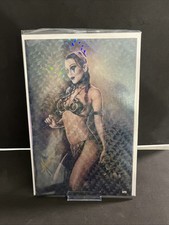 Hardlee Thinn Slave Leia Harley Quinn Virgin Crystal Fleck AP8 Signed Marat comic cover