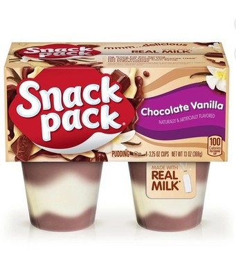  New Snack Pack Chocolate Vanilla Real Milk Inspired Pudding Cups 3.25oz