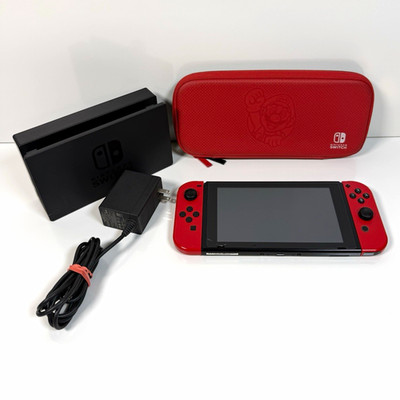 Nintendo Switch 32GB Handheld Console Bundle Dock AC Adapter Red Case (Tested)