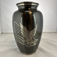 American Flag Aluminum 210 Cu Inches Large/Adult Funeral Cremation Urn For Ashes