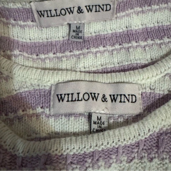 Conjunto sin mangas suéter tejido blanco púrpura a rayas sauce y viento talla L festoneado Y2k Foto 4 de 4