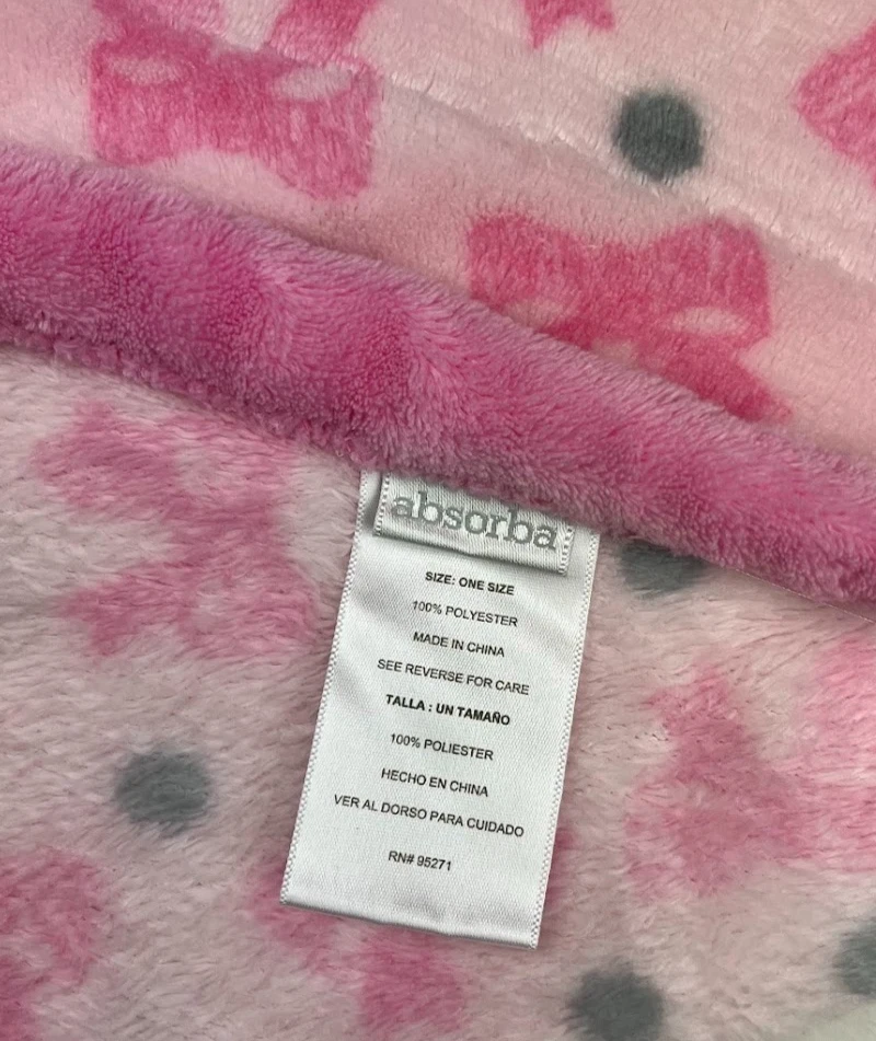Manta Absorba Rosa Lazo Gris Punto Bebé Niña Lovey 28x30 Vellón Suave Seguridad Usada en Excelente Condición Foto 2 de 3