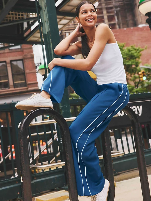 Athleta Venice High Rise Track Stripe Wide Leg Pant | Maritime