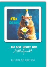 Geburtstag Glückwunschkarte mit Umschlag Bierdeckel Murmeltier mit Partyhut Happ