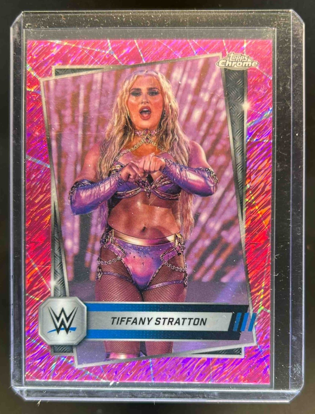2025 Topps Chrome WWE Tiffany Stratton Pink Shimmer Refractor #182