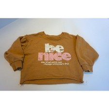 Grayson Mini Kids Be Nice Graphic Sweatshirt Brown Raw Hem 18M