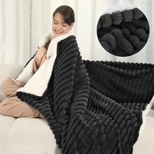 50x60 Electric Throw Blanket Super Cozy Faux Fur & Sherpa with 5 Heating Levels