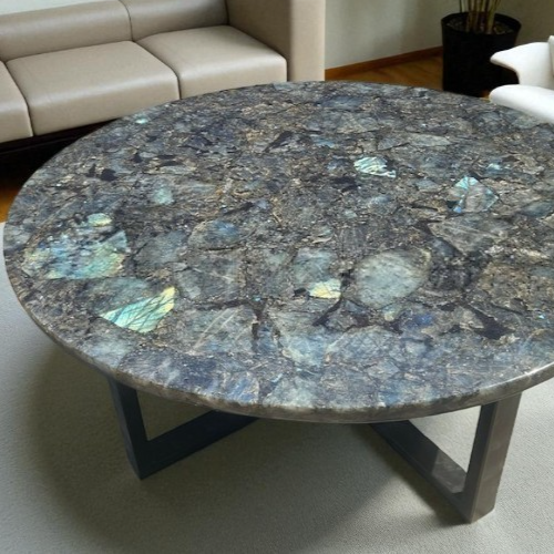 Divano centrale 30" rotondo in pietra di labradorite tavolino cristallo pietra preziosa curativa de - Foto 5 di 7