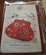 CORRINNE LAPIERRE. FELT EMBROIDERED CLASP BAG. SEWING KIT.
