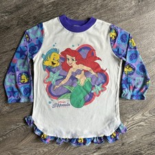 Vintage Disney Little Mermaid Shirt Nightgown Toddler 90s Ariel Flounder