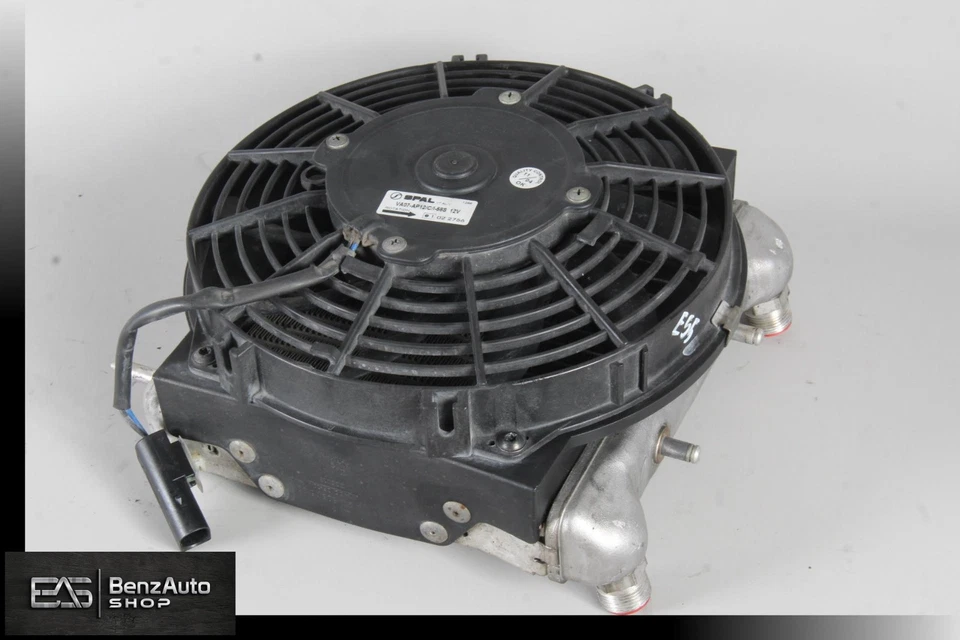 04-06 Mercedes W211 E55 AMG Engine Oil Cooler Radiator Shroud Fan Assembly OEM - Image 3 of 4