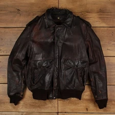 Vintage Schott Leather Jacket L 80s Bomber Distressed USA Made Brown