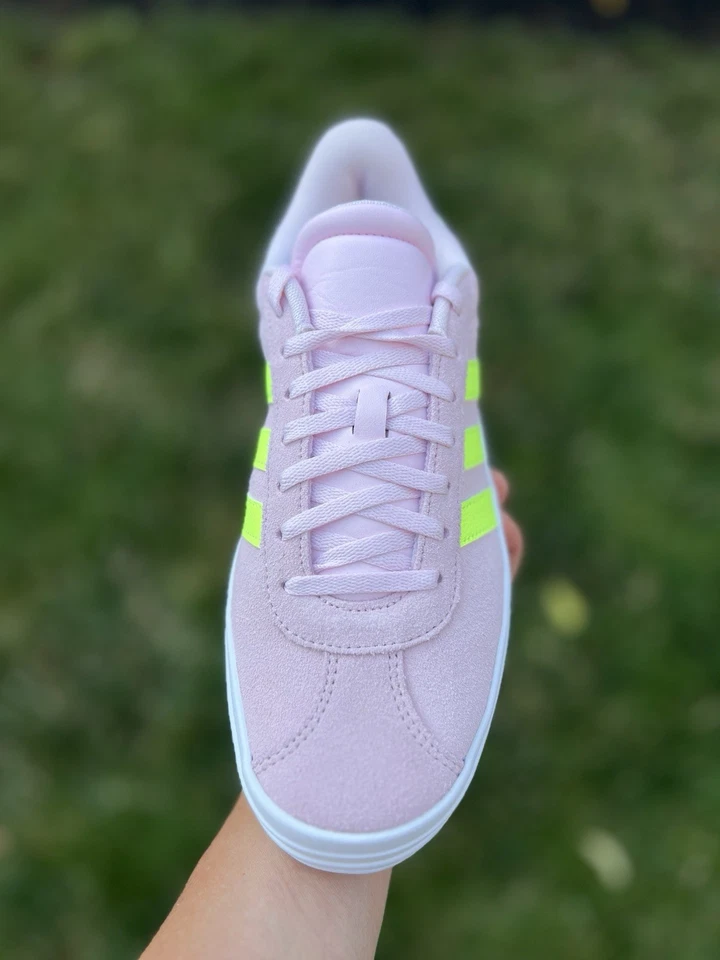 Adidas VL Court Negrita Plataforma Tenis Niñas Talla 7 Rosa Amarillo Foto 2 de 4