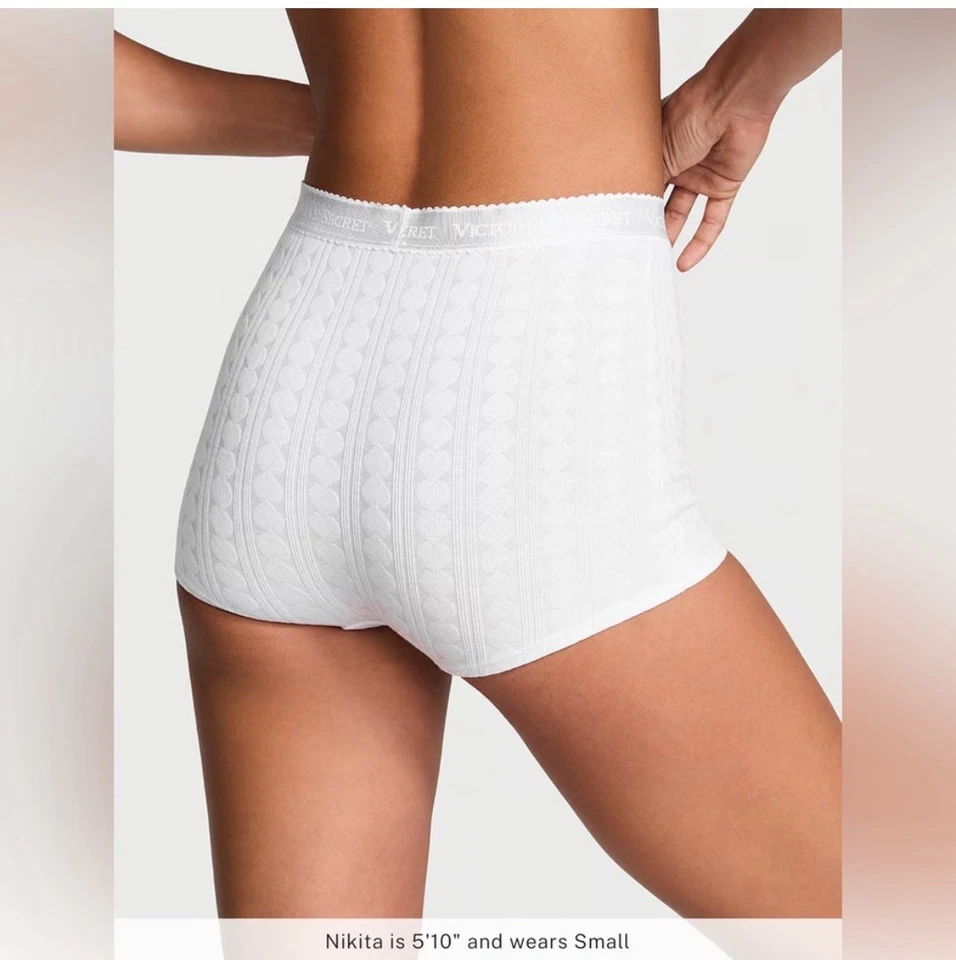 PANTY CORTA VICTORIA’S SECRET VS ALGODÓN LOGO CORAZÓN POINTELLE CINTURA ALTA L Foto 2 de 4