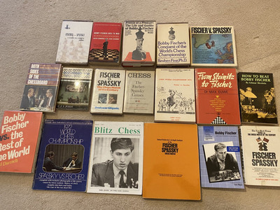 Chess book lot - Bobby Fischer. 18x chess books/magazine/program. Most hardcover