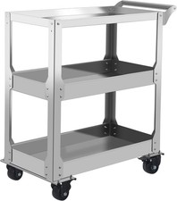 3-Tier Stainless Steel Utility Cart, 1000lbs Capacity with 360 Locking Casters