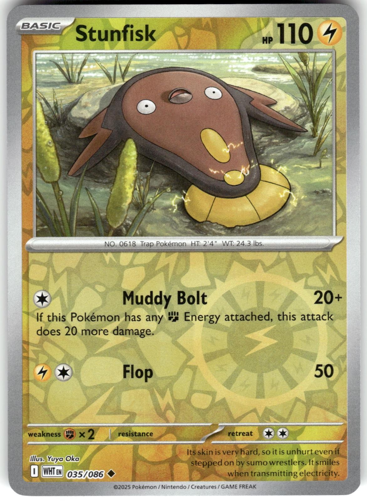Stunfisk 035/086 Uncommon White Flare Pokemon Reverse Holo Near Mint