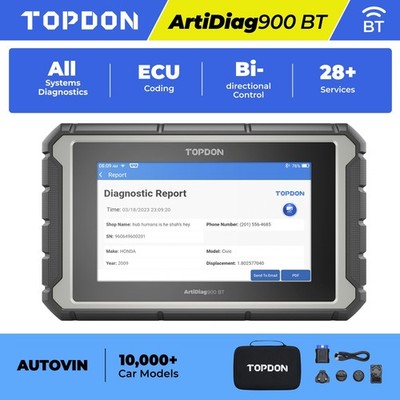 TOPDON AD900BT All System Bidirectional Scanner Diagnostic ECU Coding 28+ Reset