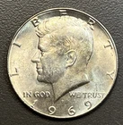 1969 D Kennedy Half Dollar / 40% Silver US Coin / 50 Cent Piece