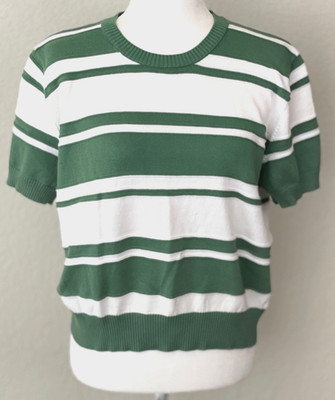 UNITED COLORS OF BENETTON Short Sleeve Stripe Lightweight Pullover Sweater Wms L