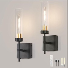Wall Sconce Set of 2 Battery Operated Wall Sconce Dimmable with Remote