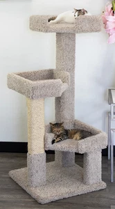 PRESTIGE 3 LEVEL SOLID WOOD KITTY TREE-FREE SHIPPING IN THE États-Unis