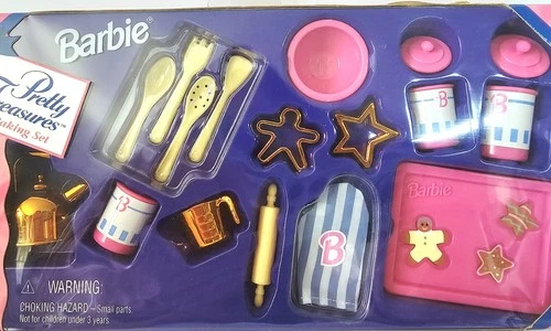 Vintage Barbie Pretty Treasures Baking Set Tea kettle Cookies NRFB