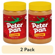(2 pack) Peter Pan Creamy Peanut Butter Spread, Smooth, Gluten-Free, 40 oz Jar