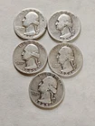 1940 P 1942 D 1943 D 1944 P 1945 P Washington Quarters-90% Silver-Lot of 5 #W45