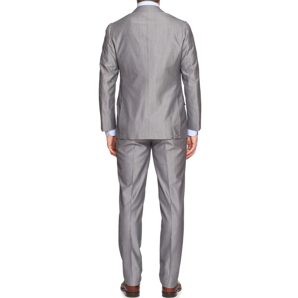CESARE ATTOLINI Handmade Gray Cotton-Wool Super 120's Peak Lapel Suit NEW - Image 3 of 4