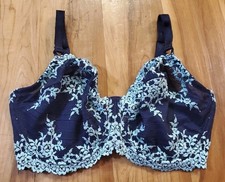 Wacoal Embrace Navy/Light Blue Lace Underwire Bra Style 65191 Size 38DDD