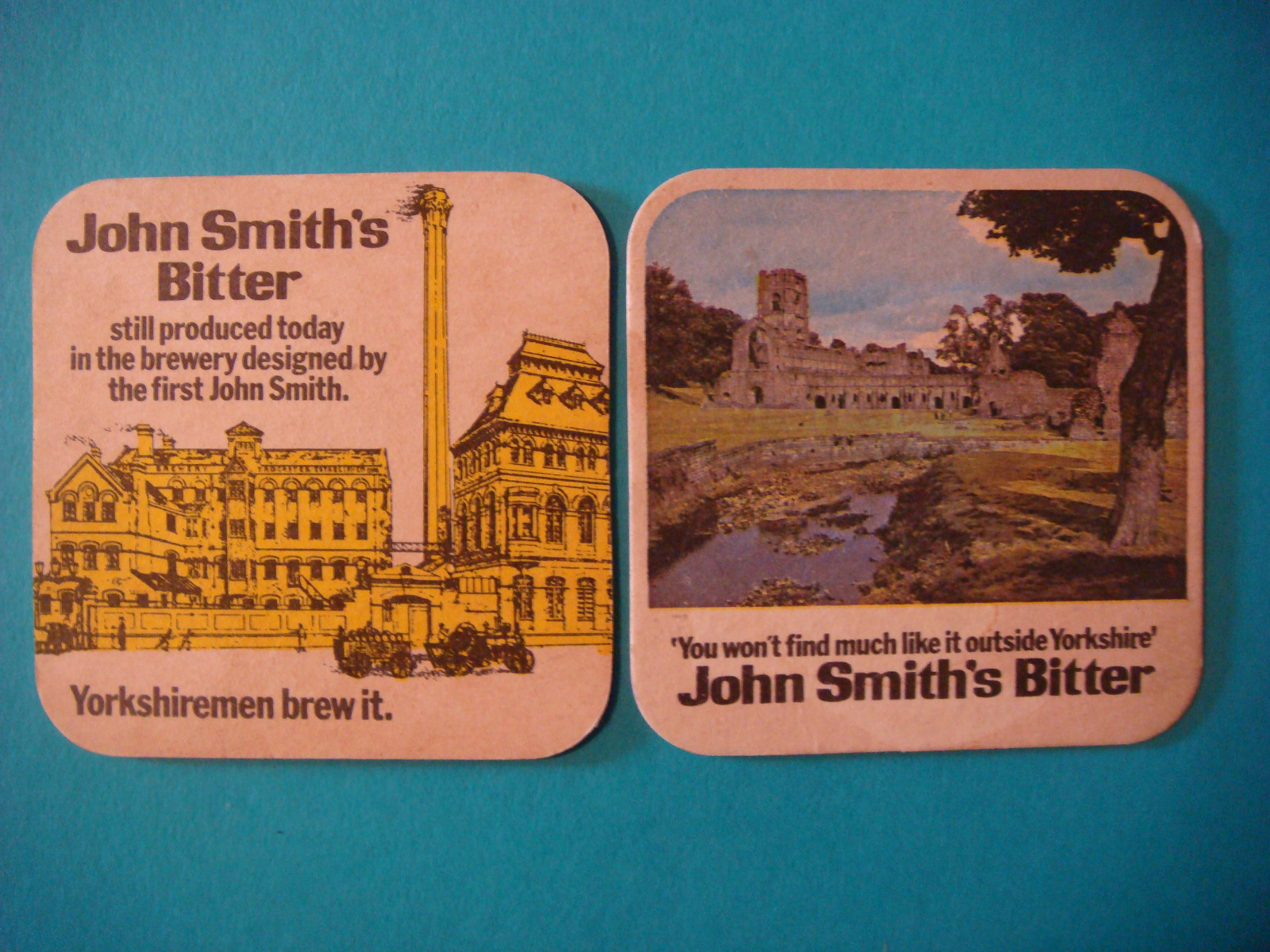 Bier Untersetzer Matte ~ John SMITH'S Yorkshire ~ Tadcaster,England; Areal Blick