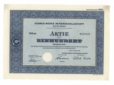 Girmes-Werke AG – Oed koło Krefeld – akcje powyżej 100 DM, z kwietnia 1960