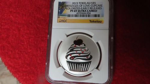 2015 Tokelau Coffee & Cupcake Messages of Love 1oz Silver Coin Set NGC PF69 UC - Picture 11 of 12