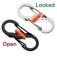 2pcs S Shape SS Carabiner With Lock Gate Clip for Key Ring Lock 8 Shaped