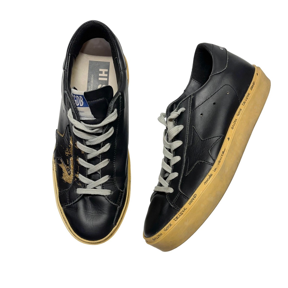 Golden Goose Black/Gold Leather Hi Star Sneakers Size 38 | eBay Golden Goose Black/Gold Leather Hi Star Sneakers Size 38 | eBay