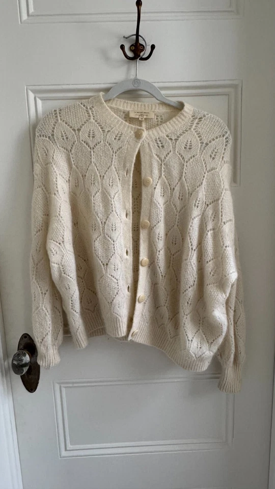 Cárdigan Suéter La Maille Sezane Super Kid Mohair Recortado Mediano Crema *Defecto