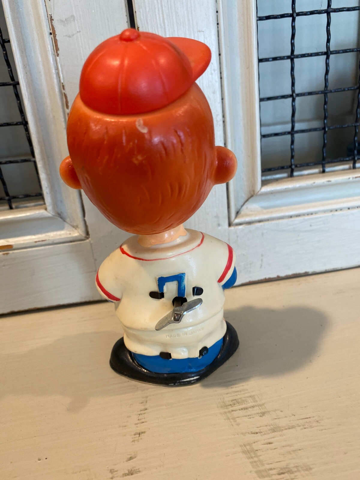Vintage ALPS Japan WindUp Bobblehead Baseball Player Toy Works Very