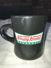 KRISPY KREME Donuts BLACK Heavy Thick Restaurant M Ware 8oz Coffee Mug LOGO 3¾"T