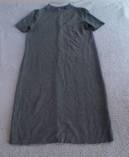 Zara Trafaluc Dress Women's Small Gray Short Sleeve Mock Neck Midi Stretch
