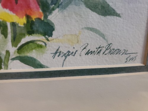 Listed TX ART ANGIE BANTA BROWN ORG SIGNED WATERCOLOR Bluebonnets Bold & Beautif - Picture 6 of 24