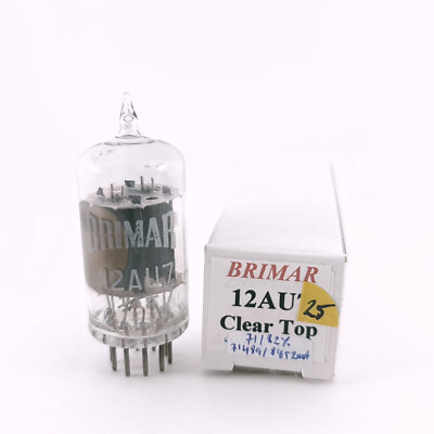 1 X 12AU7 BRIMAR TUBE. 60er Jahre PROD. 17 MM GRAUE PLATTEN. CLEAR TOP. GEBRA...