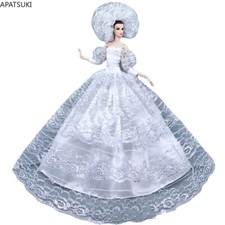 White Wedding Dress for 11.5" Doll Outfit Clothes Hair Accessories Handmade Gown